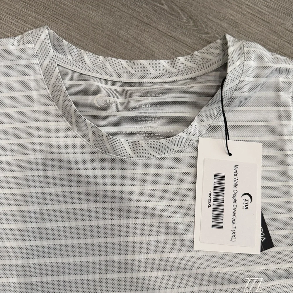 ZYIA Light Gray Striped Short Sleeve Tee